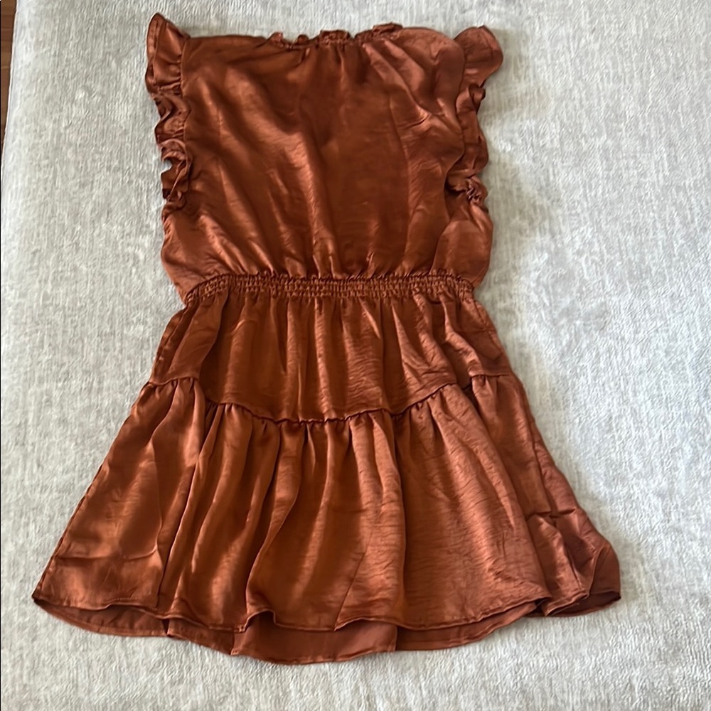 Elegant Rust Ruffled Dress - Picture 5 of 5